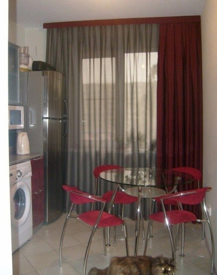 Фото штор на кухню длинные двойные